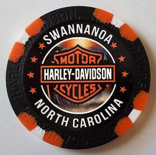 HARLEY-DAVIDSON OF ASHEVILLE (NC) FC WIDE Blk/Orange "Southern Rock" Poker Chip - Picture 3 of 3