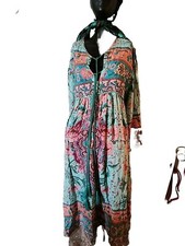 R.Vieimoa ,PEASANT MINDI BOHO DRESS WITH Lotus FLOWERS  ,Tassels Long Sleeve ...