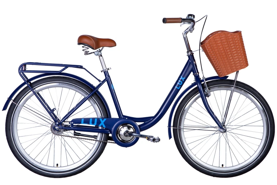 Fahrrad City Damen 26" Korb Stadt Retro Gepäckträger Stahl Blau RH 43cm