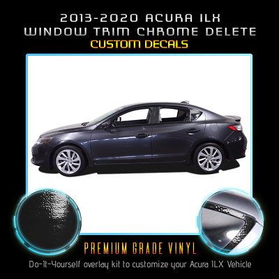 For 2013-2020 Acura ILX Window Trim Chrome Delete Blackout Overlay - Gloss Black