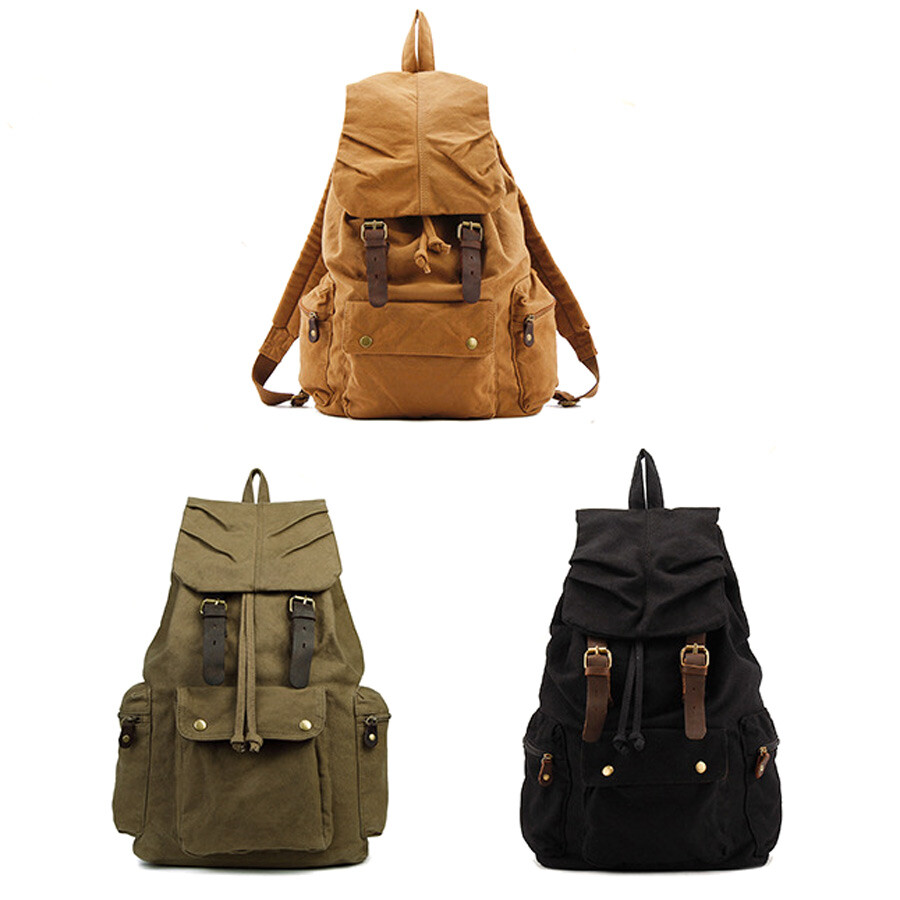 Canvas Backpacks Military Drawstring Bag Rugged Canvas Hiking