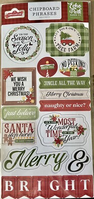 Echo Park~SANTA CLAUS LANE~ chipboard PHRASES set~Really nice! Quick Ship!!