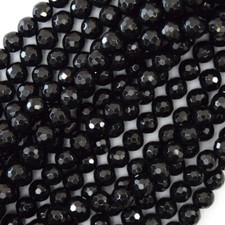 AA Natural Faceted Black Tourmaline Round Beads 15" Strand 3mm 4mm 6mm 8mm 10mm