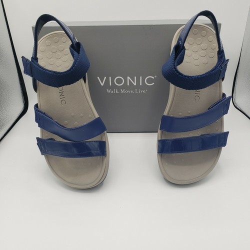 Vionic Misty Womens US Size 7 Wide Navy TVW5697 Sandals Leather and Manmade 192329545598 | eBay