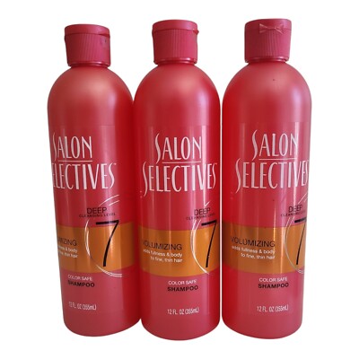 3 Bottles x Salon Selectives DEEP CLEANSING  7 VOLUMIZING  Shampoo 12 Fl O