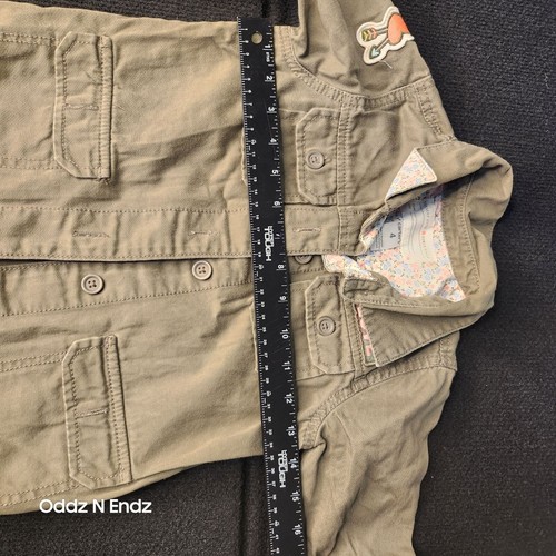 Girls Olive Green Military Style Jacket Size 4 By Carters With Embroidered Patch - Picture 9 of 11