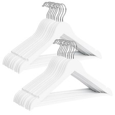 Baby Clothes Hangers Kids Wooden Hangers with Pant Bar 20-Pack Natural Wood H...
