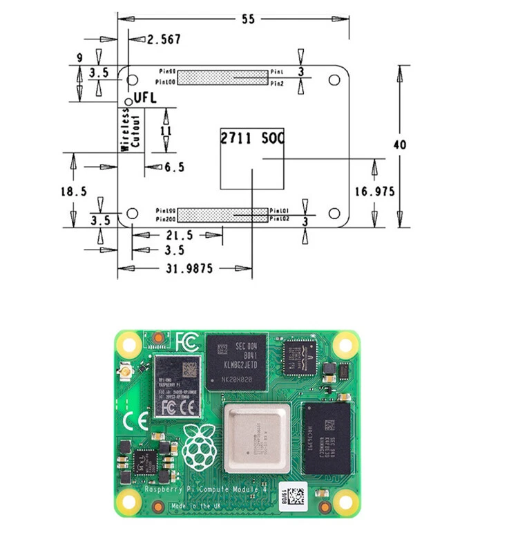 CM4 2GB RAM Raspberry Pi Compute Module 4 RAM eMMC 8GB 16GB 32GB Wifi - Image 4 of 4