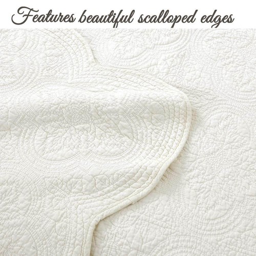 Quilts 68"Wx86"L 2-Piece Twin Edge Cotton Reversible Machine Wash Quality White - Picture 3 of 9
