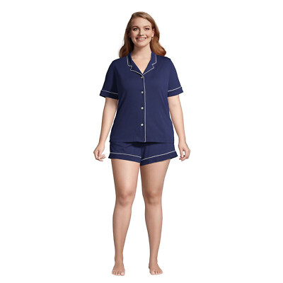 NWT Lands' End Comfort Knit Pajama Set Short-Sleeve Top Shorts