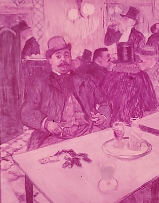 Monsieur Boileau At Cafe, Henri de Toulouse-Lautrec, Magic Lantern Glass Slide
