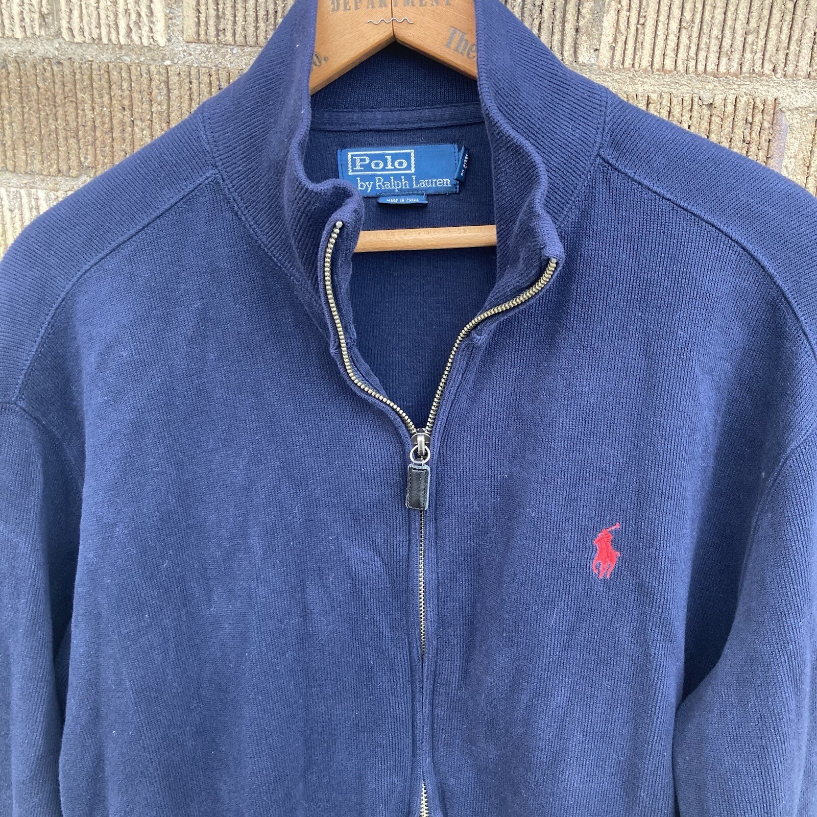 Polo Ralph Lauren maglia zip camicia shacket giacca uomo media blu navy pony