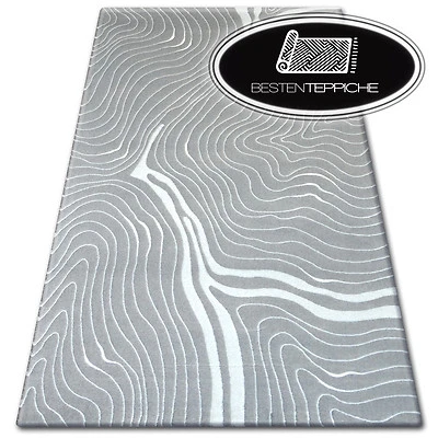 Tapis Moderne Gris Rectangulaire ACRYL Laine & Viscose « PATARA » Abstrait - Photo 1/4