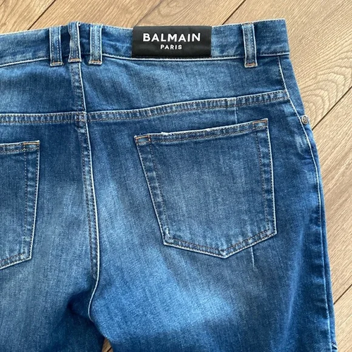 BALMAIN schmal geschnittene Baumwoll-Bikerjeans blau Größe 32 $ 1290 - Bild 7 von 8