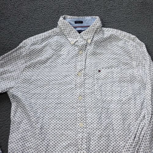 Tommy Hilfiger Linen Button Shirt Mens L Large Long Sleeve Multicolor Cotton
