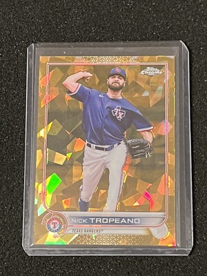 Nick Tropeano 2022 Topps Chrome Update Sapphire Gold Refractor #d /50 Rangers