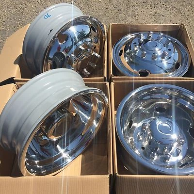 SET OF 19.5" STAINLESS WHEEL SIMULATORS FOR 2013-2025 DODGE RAM 4500 5500 10 LUG - Image 1 of 4