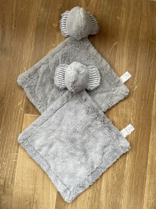 Jojo Maman Bebe Baby Grey Elephant Comforter Blankie Dou Dou Hug Soft Toy Two 2 Ebay