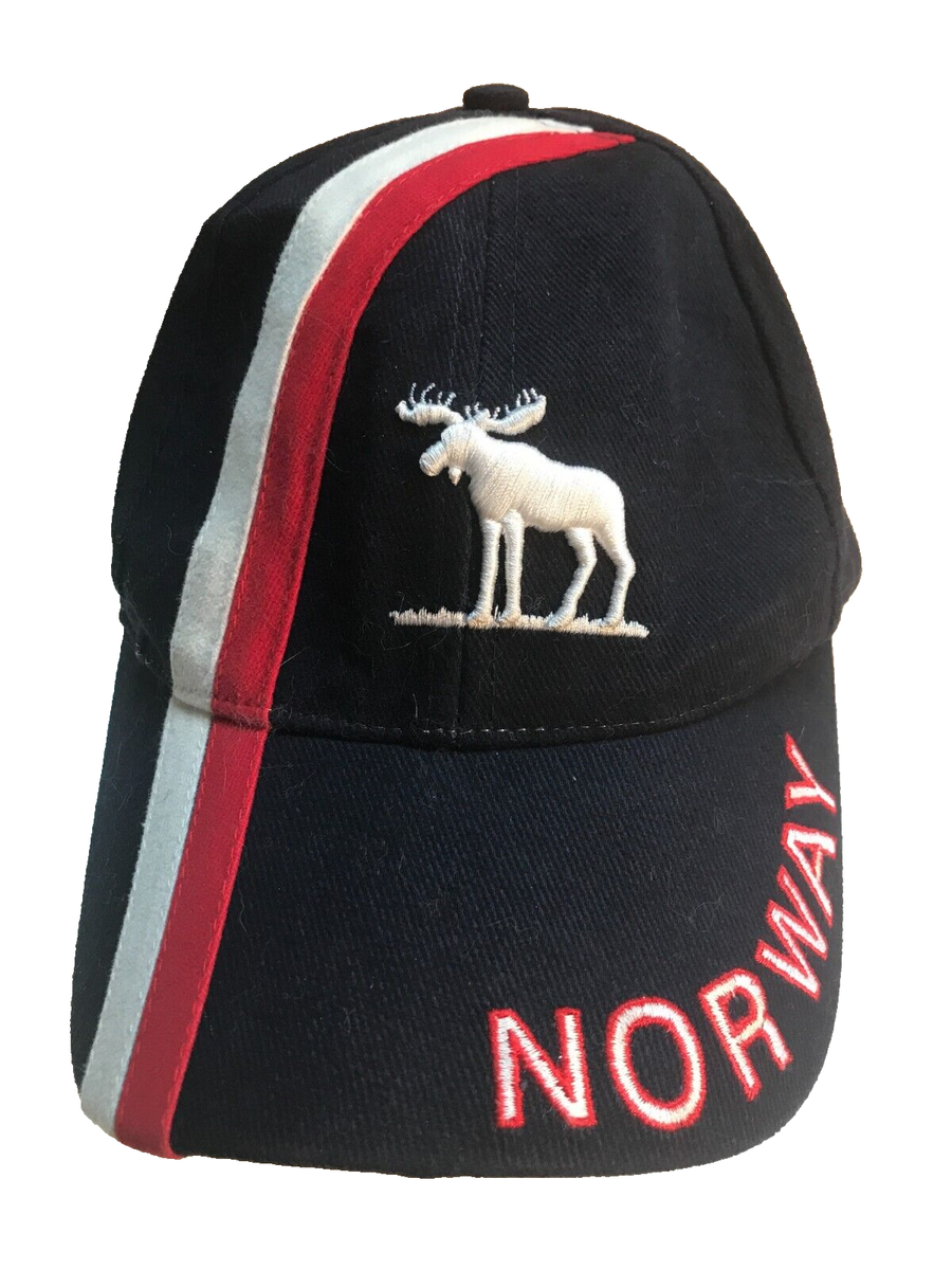 Norway Moose Baseball Style Hat / Cap with Silver Embroidered