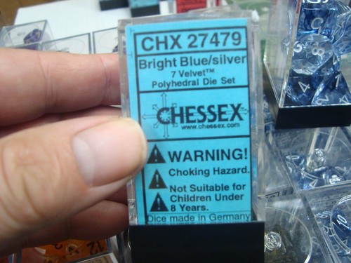 *RARE* Chessex 27479 Bright Blue/Silver 7 Velvet Polyhedral Die Set