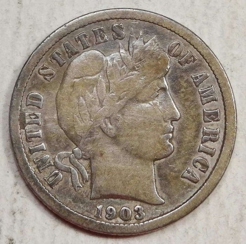 1903-O Barber Dime, Fine, Slightly Better Date 0824-12 - Picture 2 of 3