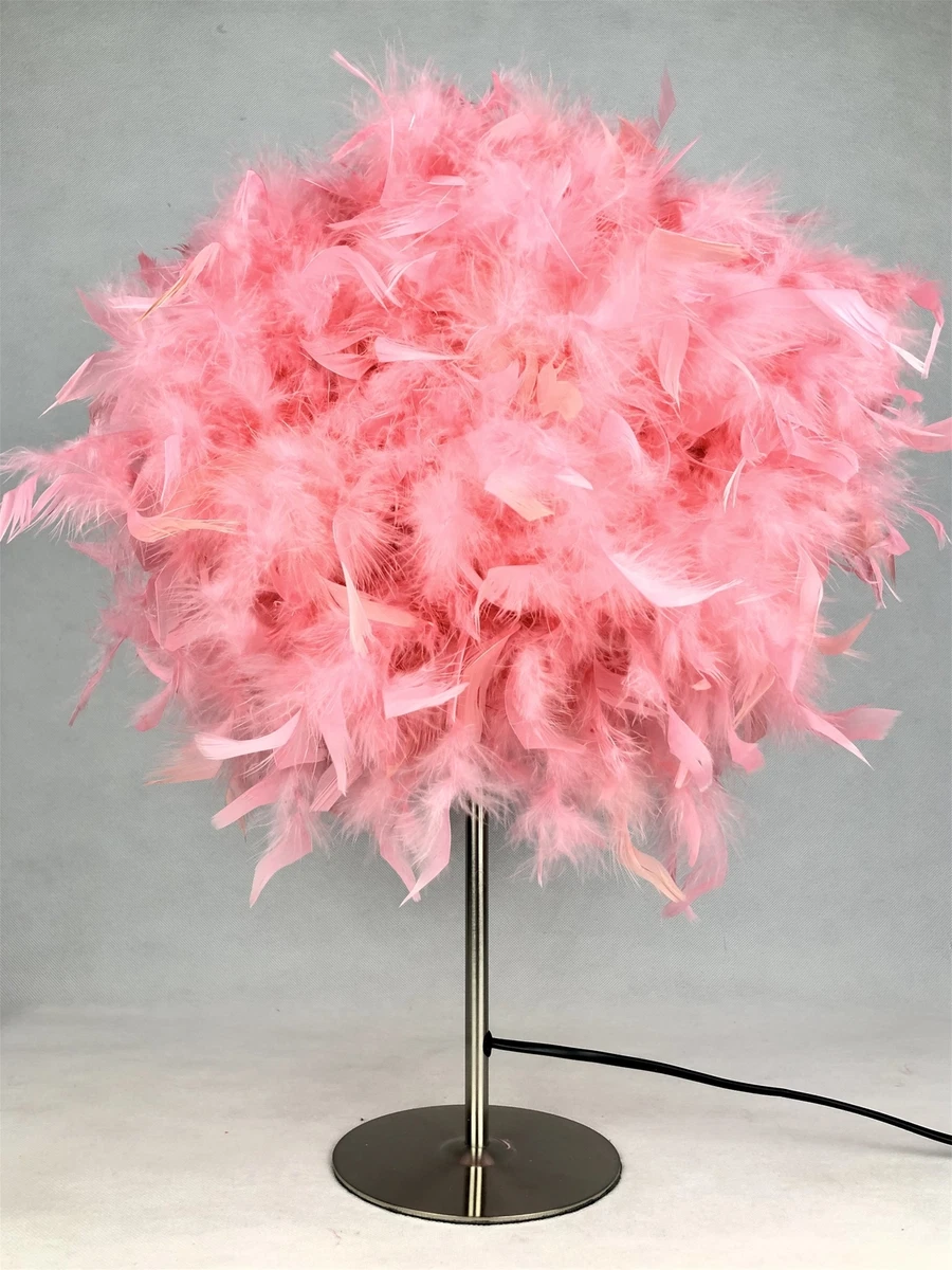 Pink feather bedside lamp deals