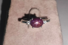 Star Red Ruby 925 Sterling Silver 6 Rays July Birthstone Unique Bridal Ring