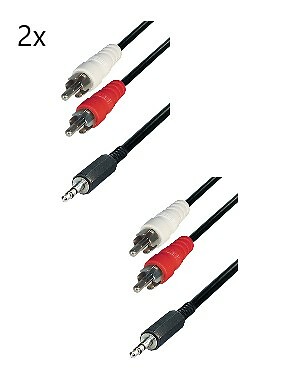 2x 1,5m Audio Verbindungskabel 2x Cinch - AUX 3,5mm Klinkenstecker Stereo A49