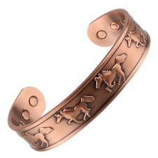 Chunky Copper Magnetic Bracelet/Bangle Wild Horses Design 6 Magnets Health Ra...