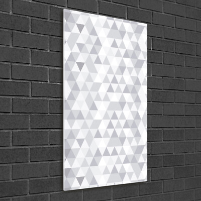 Wand-Bild Kunstdruck aus Hart-Glas Hochformat 50x100 Graue Dreiecke