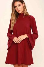 NWT's Lulus Mod Squad Wine Red Shift Dress sz Medium  $54