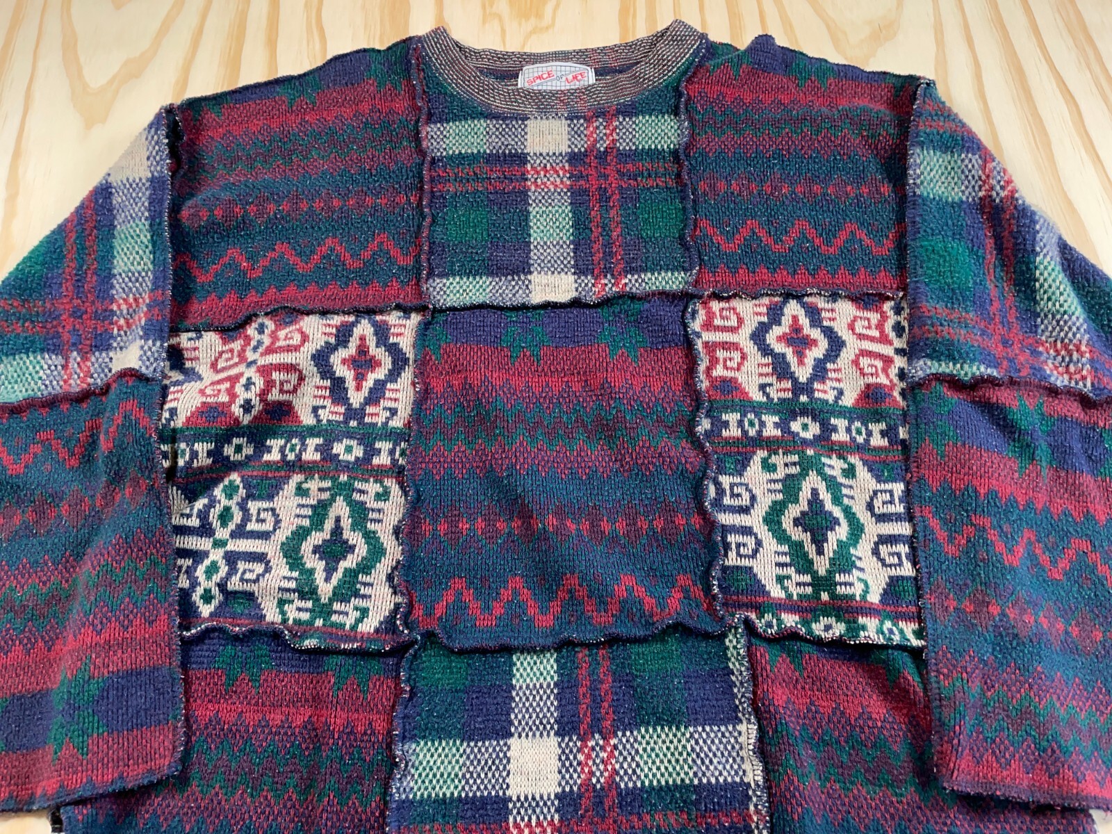 VTG 90s Patchwork Plaid Pattern Sweater Women's M… - image 9
