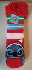 2022 Disney Women's Lilo  Stitch Christmas Slipper Socks Shoe Size 4-10