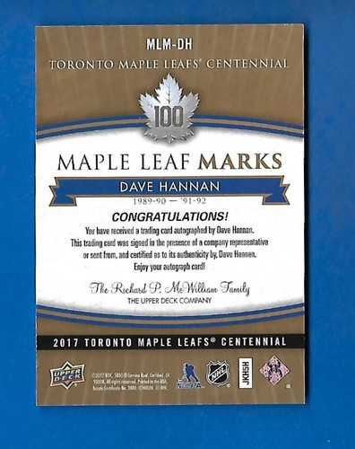 2017-18 TORONTO MAPLE LEAFS CENTENNIAL LEAF MARKS AUTOGRAPH & AKA CARD SEE LIST - Picture 20 of 91