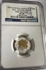 2014 Canada Maple Leaf $2.00 Gilt-Reverse Proof First Release NGC PF70 !!