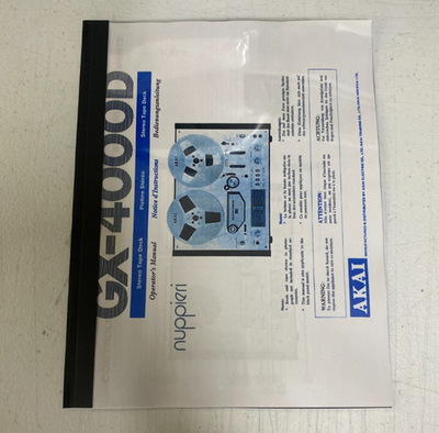 4000 Owner's Operator INSTRUCT Manual Fits Akai GX-4000D Reel to