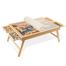 Jumbl 1000-Piece Puzzle Board with Drawers, Foldable Legs & Cover