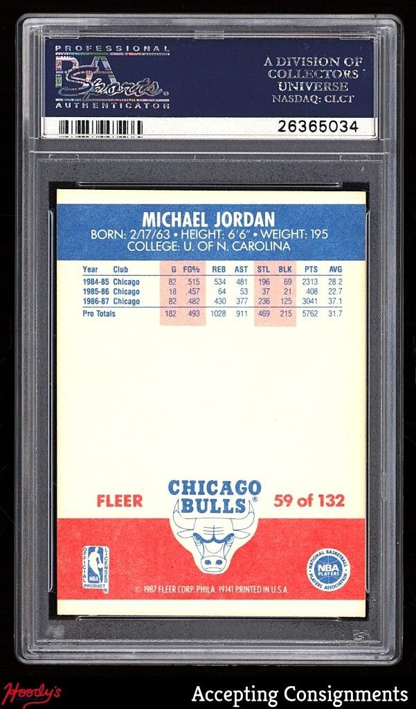 1987-88 Fleer #59 Michael Jordan RC Rookie PSA 8 NM-MT BULLS HOF view 2