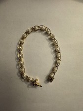 POM Solid 14K Yellow Gold 4mm Cultured Pearl Caged 5mm Wide Bracelet Deal