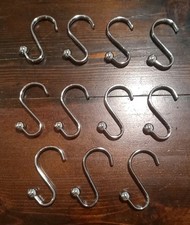 Chrome Shower Curtain Hooks Hangers Set of 11 Orb Style  Free Shipping 