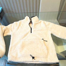 No Boundaries Girls White Fleece Jacket XS Drawstring Closure Pockets Short