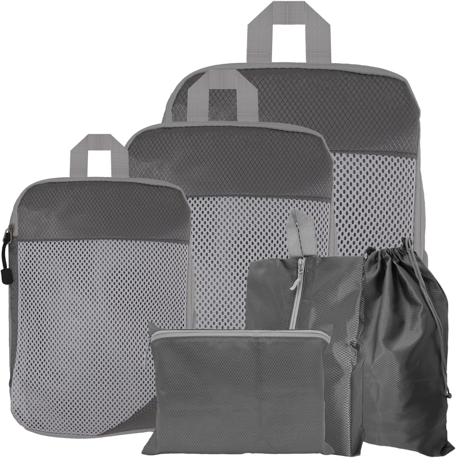 TTRWIN 6-Piece Gray Compression Packing Cubes for Travel  -image