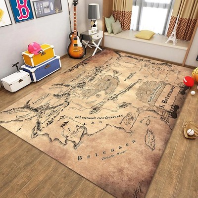 Belerian Map Area Rug Fantasy Middle Earth Gamer Boys Room Carpet