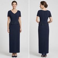 Vintage Talbots Size-4 Womens Maxi Dress Sheat Gown Formal Navy Blue Sequins