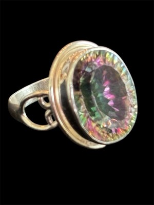 Large Mystic Topaz Witches Statement Ring In Sterling Silver 925 Sz 7