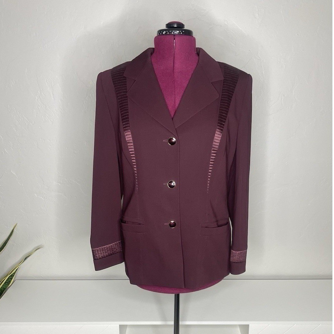 Escada Blazer Womens 42 Plum Burgundy Vintage Margare… - Gem