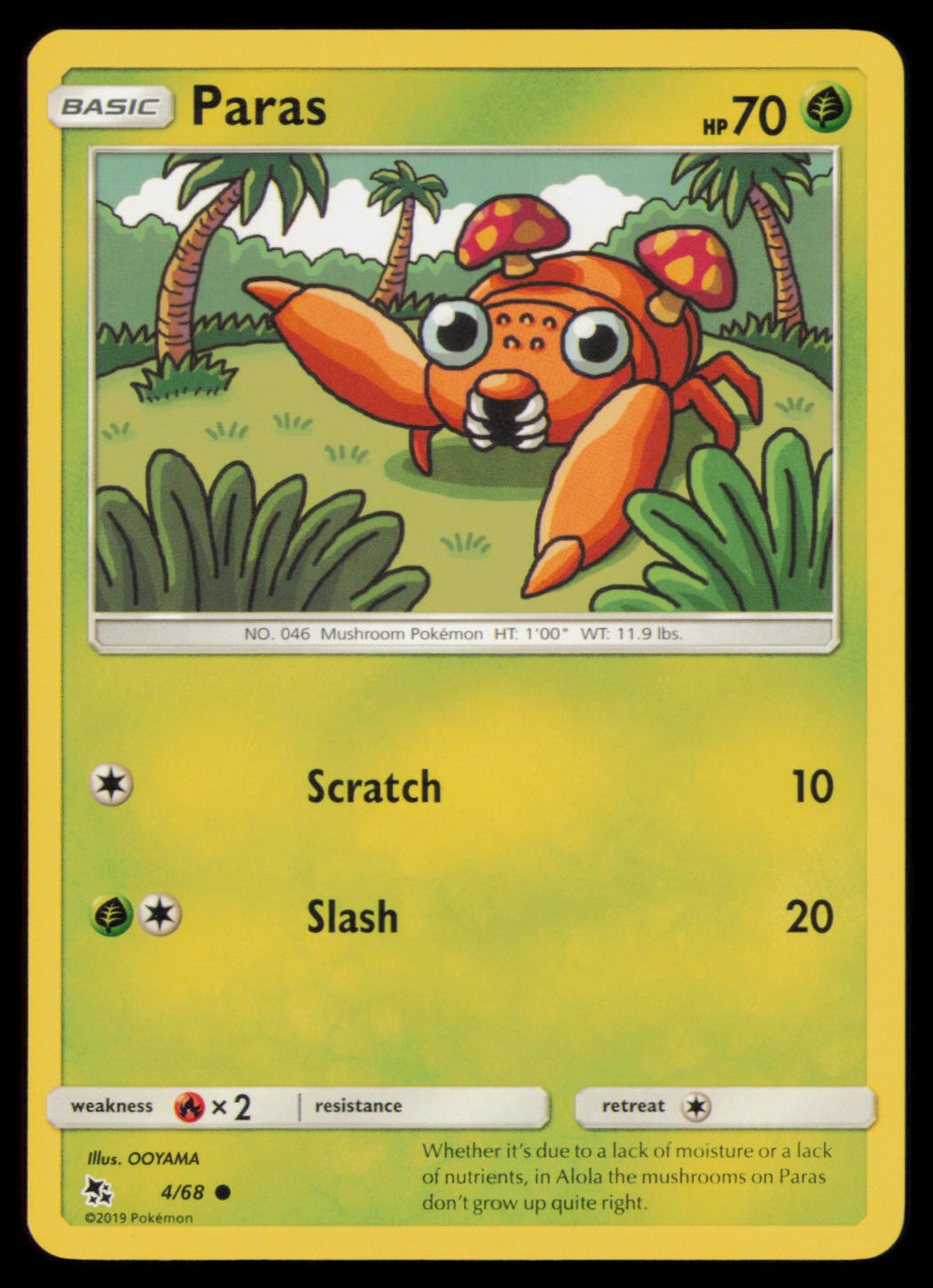 Paras 4/68 Common Hidden Fates Pokemon Lightly Played