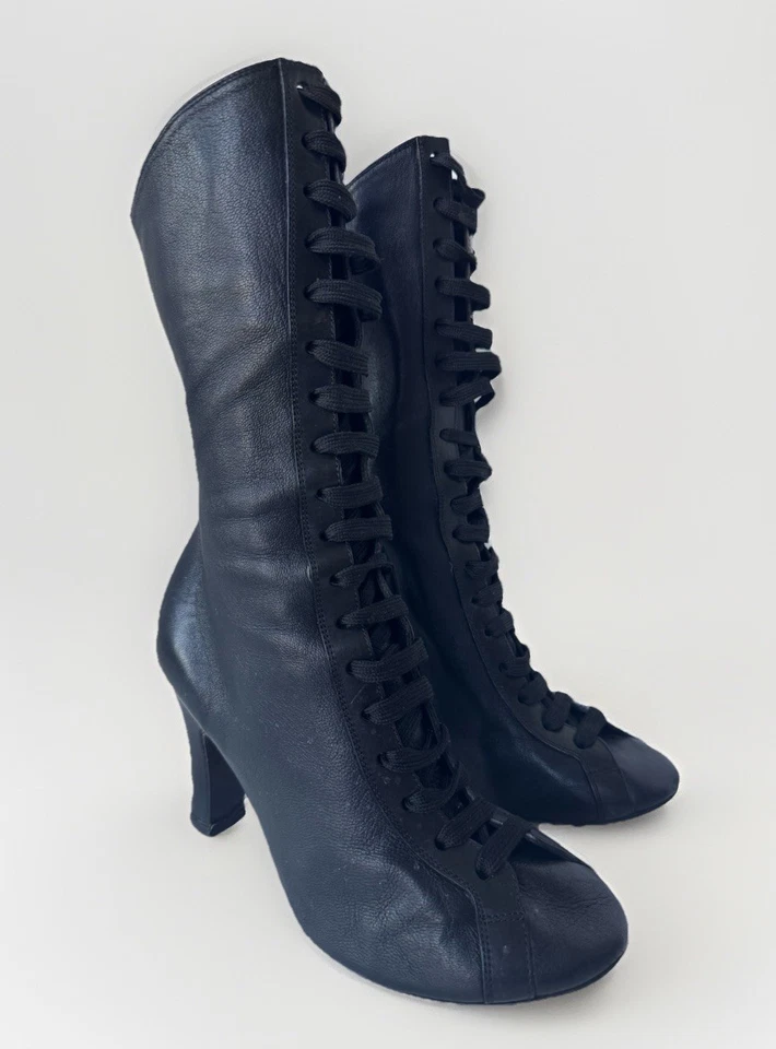 Rochas викторианского конного стиля кружева высокий каблук кожаные ботинки туфли размер 37 - Изображение 2 из 4