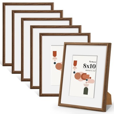 Fun Memories 8X10 Picture Frame Set Of 6 Display 5X7 Mat Or 8X10 Without Mat Hd