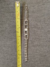 Vtg Rhinestone Bracelet 1 Stone Missing By Clasp